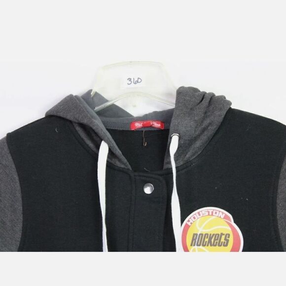 MITCHELL & NESS SIZE S HOUSTON ROCKETS JACKET GRAY BLACK HOODED SNAP FRONT NEW - Picture 3 of 8